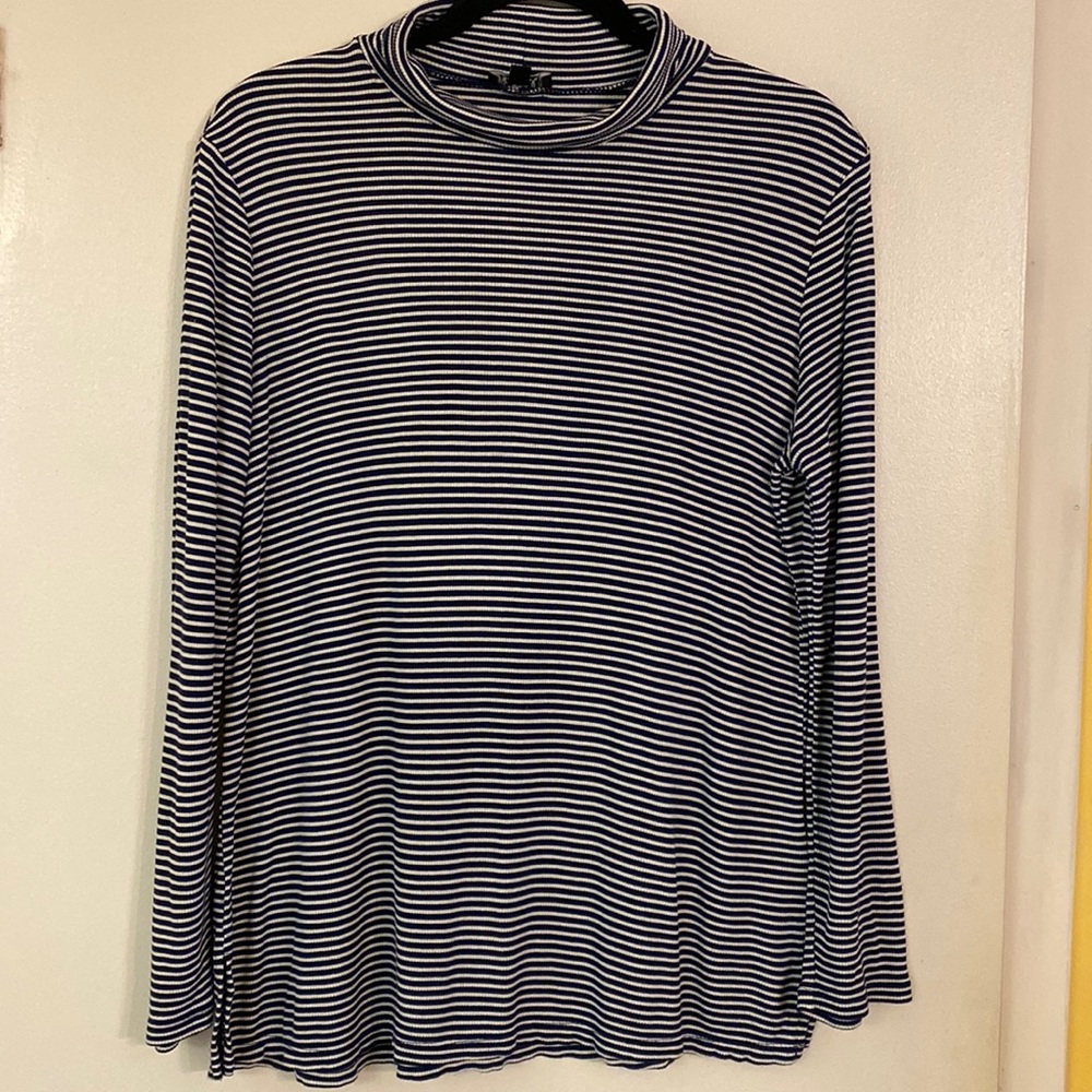 Jones New York Navy and White Turtle Neck Top Sz XL